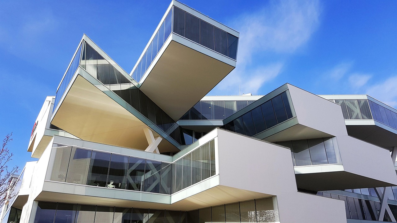 architecture, building, window, modern, perspective, facade, glass, house facade, office building